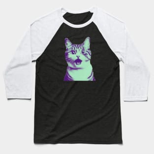 Scared Cat Meme, Vintage Style Baseball T-Shirt